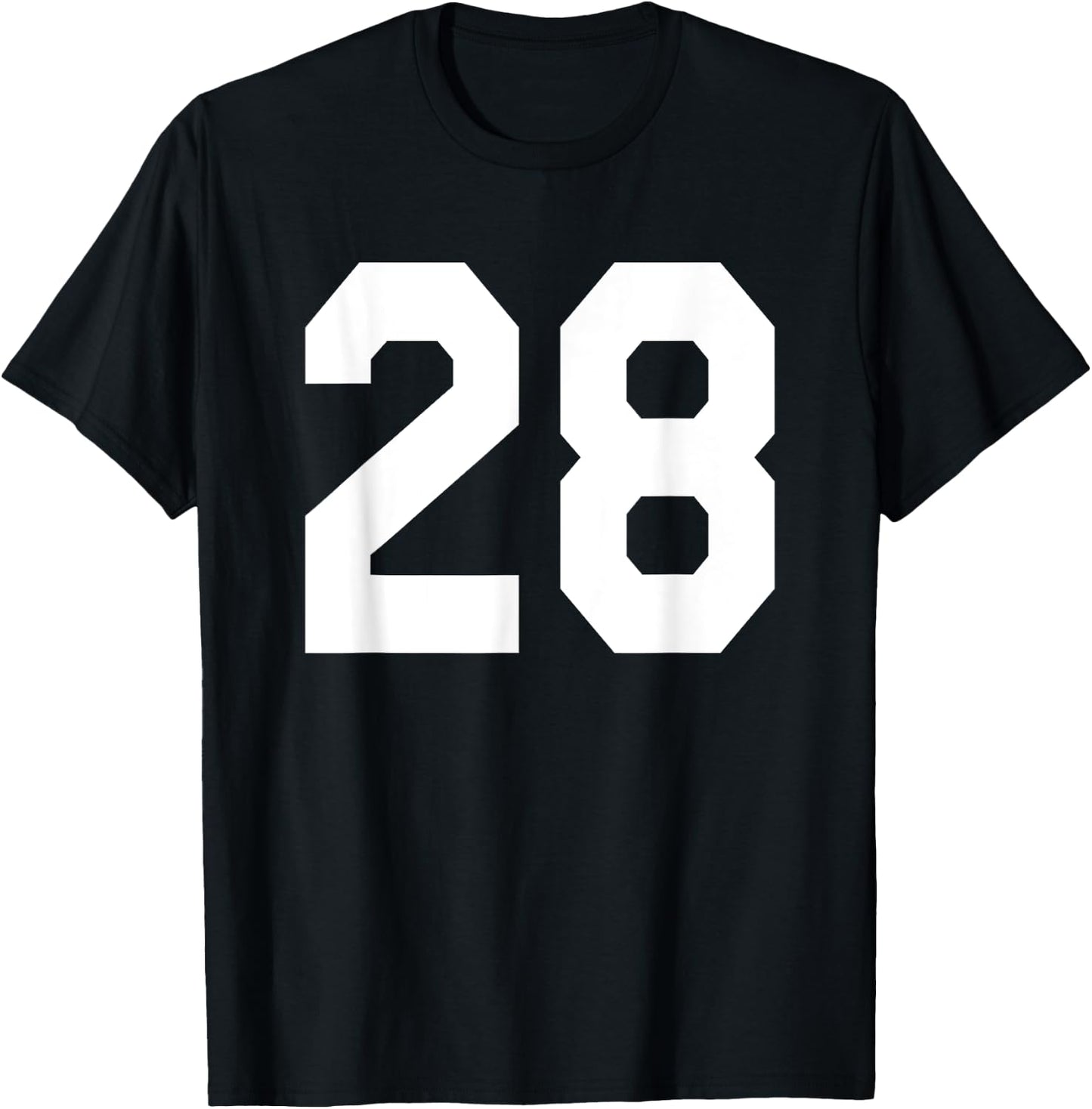 Number 28 Sports Jersey Front and Back Team Player T-Shirt - T-Shirt | Black