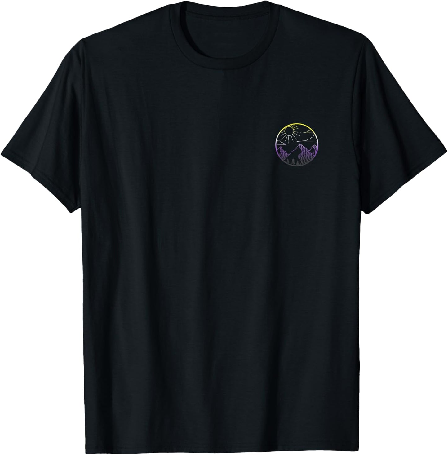 Hiking Logo Subtle Nonbinary Flag Enby Pride Queer Mountains T-Shirt - T-Shirt | Black