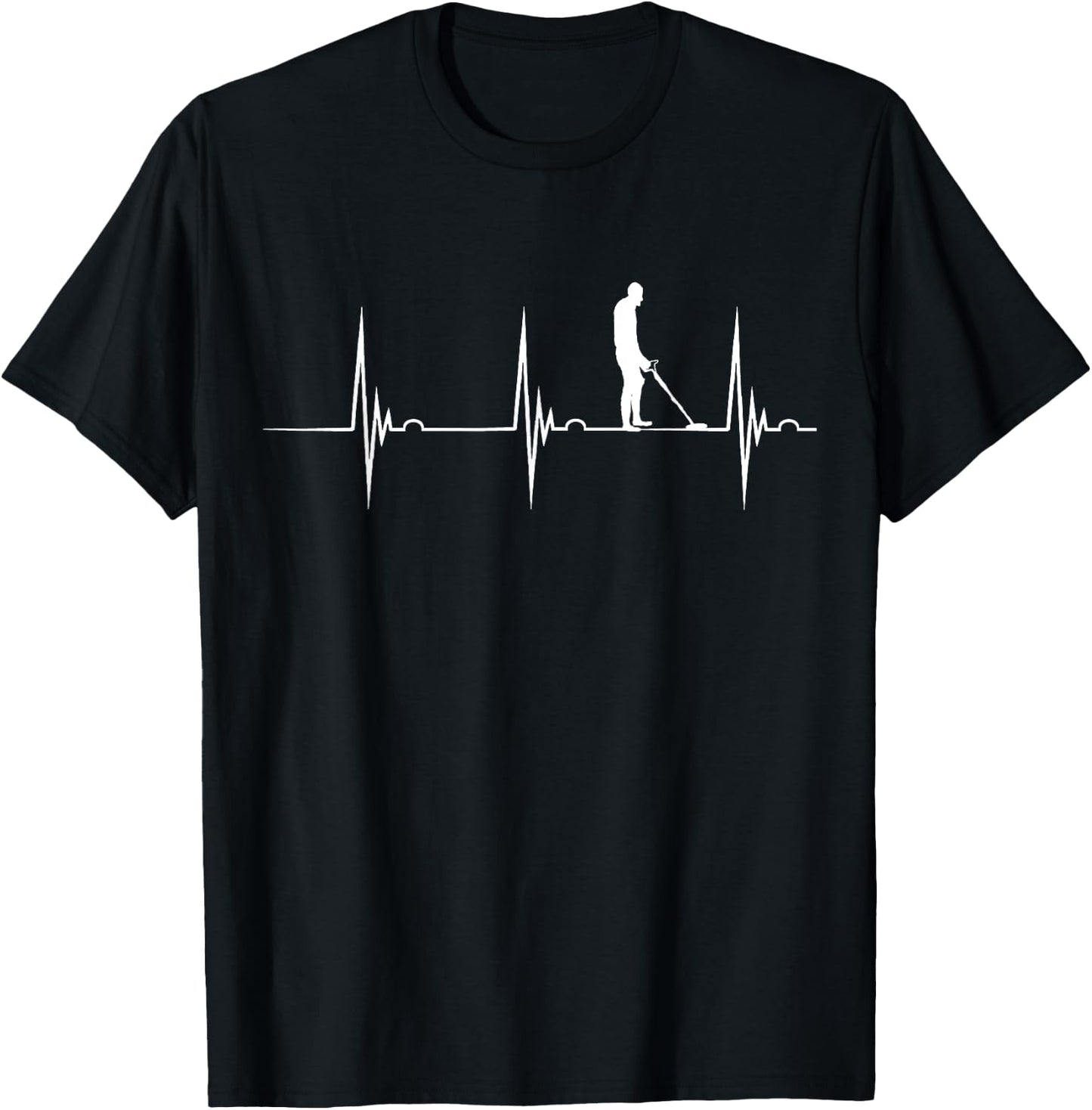 Metal Detecting Heartbeat Detector EKG Pulseline Detectorist T-Shirt - T-Shirt | Black