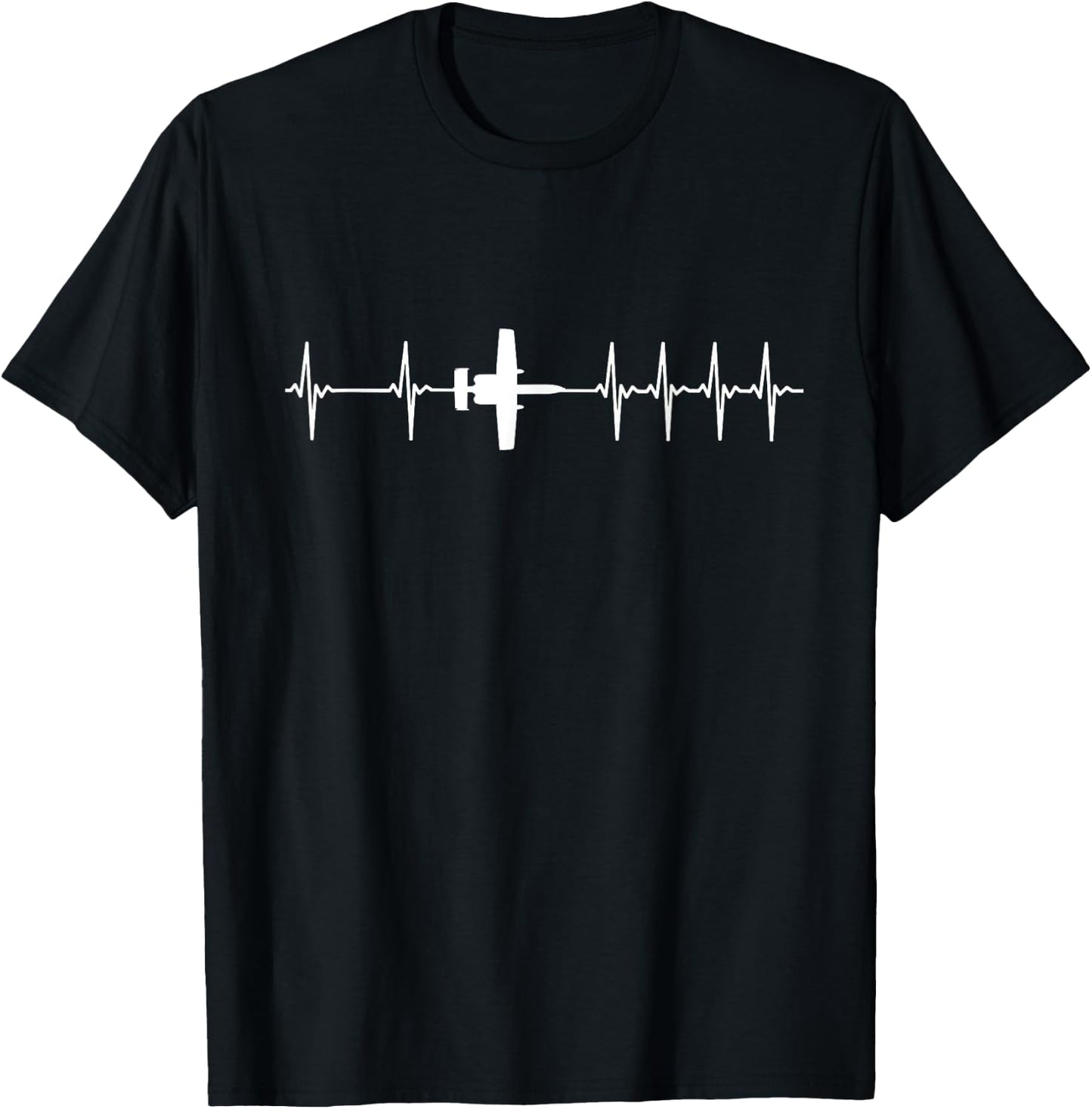 A10 A-10 Thunderbolt Warthog ECG Heartbeat Airplane T-Shirt - T-Shirt | Black