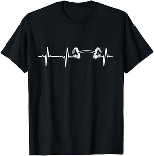 Bodybuilder Dumbbell Heartbeat Weightlifting Gym Fitness T-Shirt - T-Shirt | Black