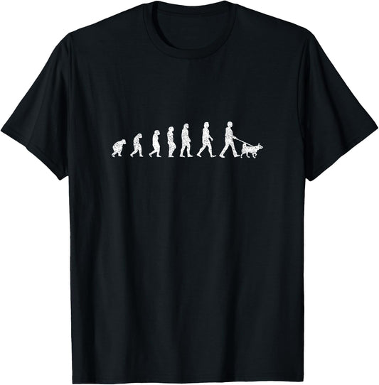 Evolution To Walking The Dog - Pet Owner Funny Men Women T-Shirt - T-Shirt | Black