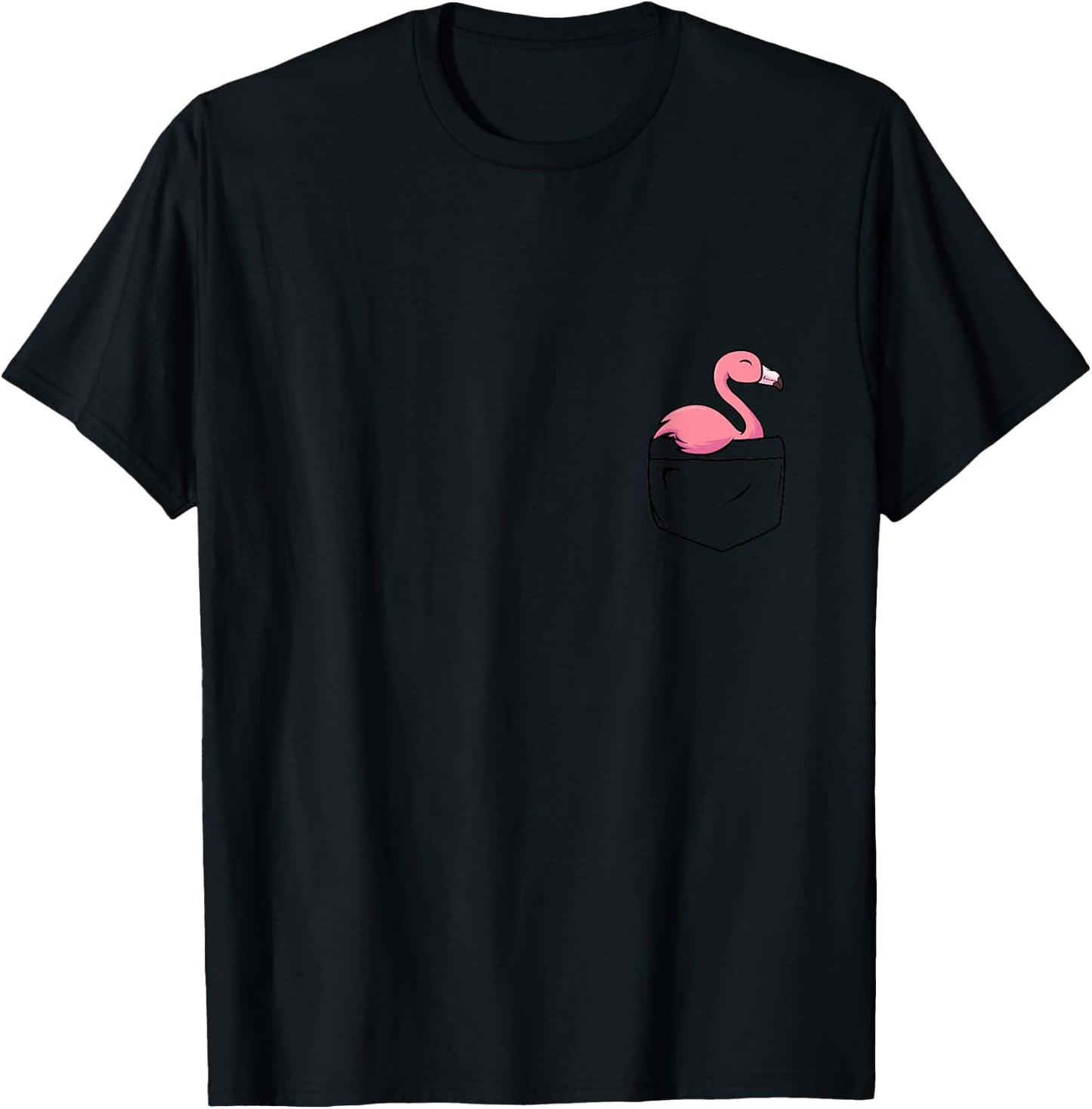 Pocket Flamingo Funny Cute Bird in your Pocket T-Shirt - T-Shirt | Black