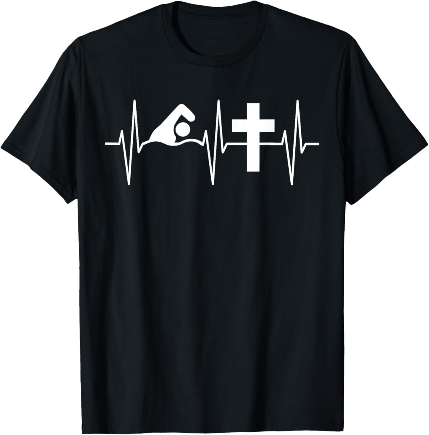 Christian Swimmer Shirt Religious Jesus Sport Swimming T-Shirt - T-Shirt | Black