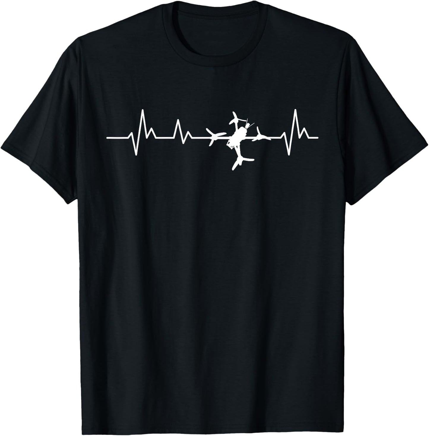 FPV Drone Heartbeat Freestyle And Racing Quadcopter Acro T-Shirt - T-Shirt | Black