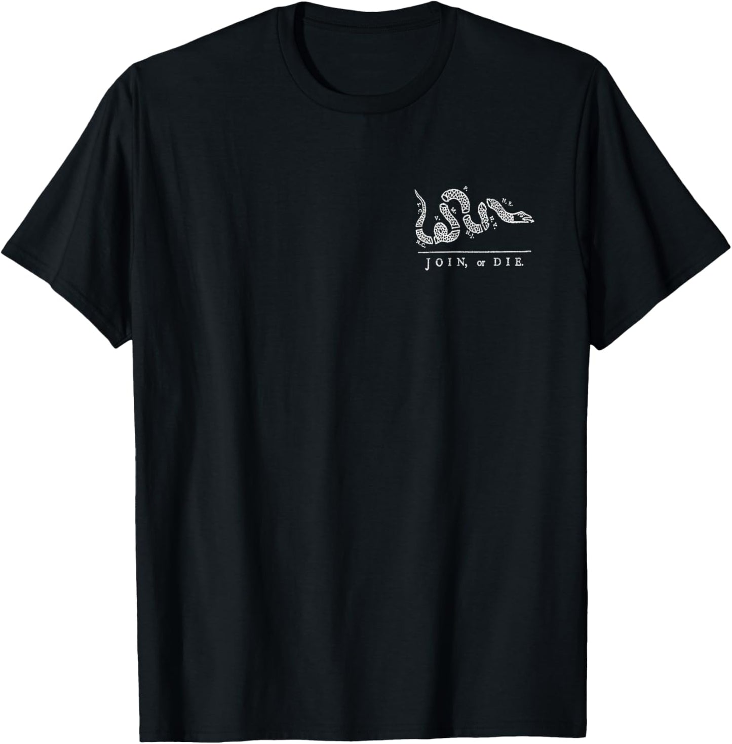 Join or Die Snake Franklin Independence Gadsden 1776 Flag T-Shirt - T-Shirt | Black
