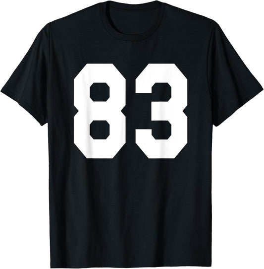 Number 83 Sports Jersey Front and Back Team Player T-Shirt - T-Shirt | Black