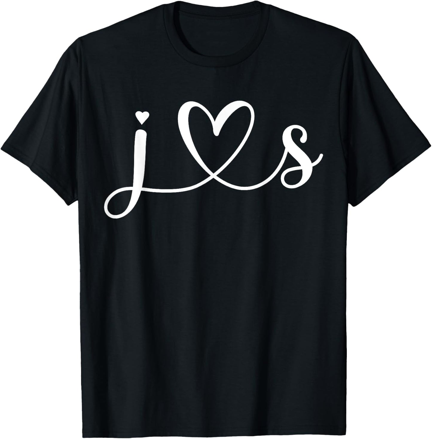 J Love S Bride Boyfriend & Girlfriend J Letter and S Letter T-Shirt - T-Shirt | Black