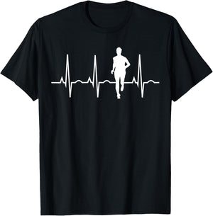 Cross Country Running Gifts - Runner Heartbeat Men Teens Boy T-Shirt - T-Shirt | Black