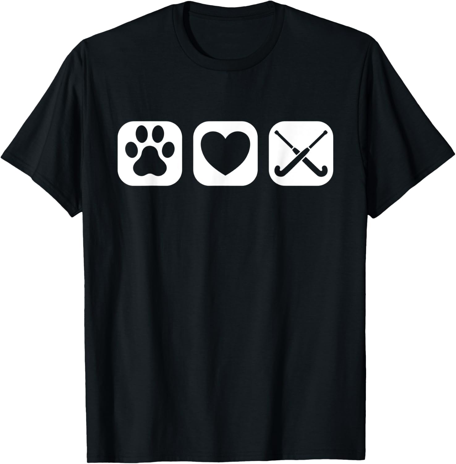 Field Hockey Sticks Dog Paw Love - Field Hockey Team T-Shirt - T-Shirt | Black