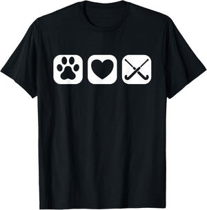 Field Hockey Sticks Dog Paw Love - Field Hockey Team T-Shirt - T-Shirt | Black