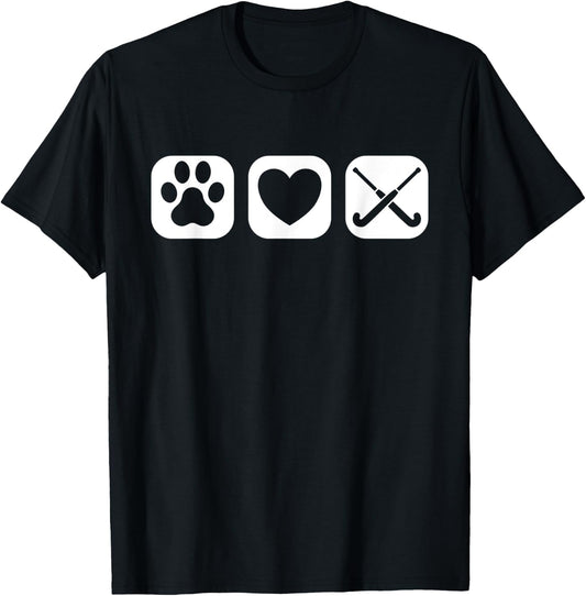 Field Hockey Sticks Dog Paw Love - Field Hockey Team T-Shirt - T-Shirt | Black