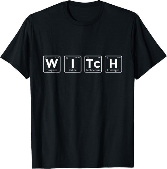 Periodic Table Witch Halloween Costume Funny Chemist Teacher T-Shirt - T-Shirt | Black
