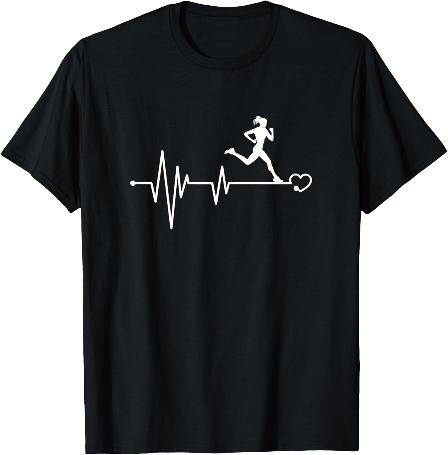 Funny Running & Jogging Heartbeat T-Shirt - T-Shirt | Black