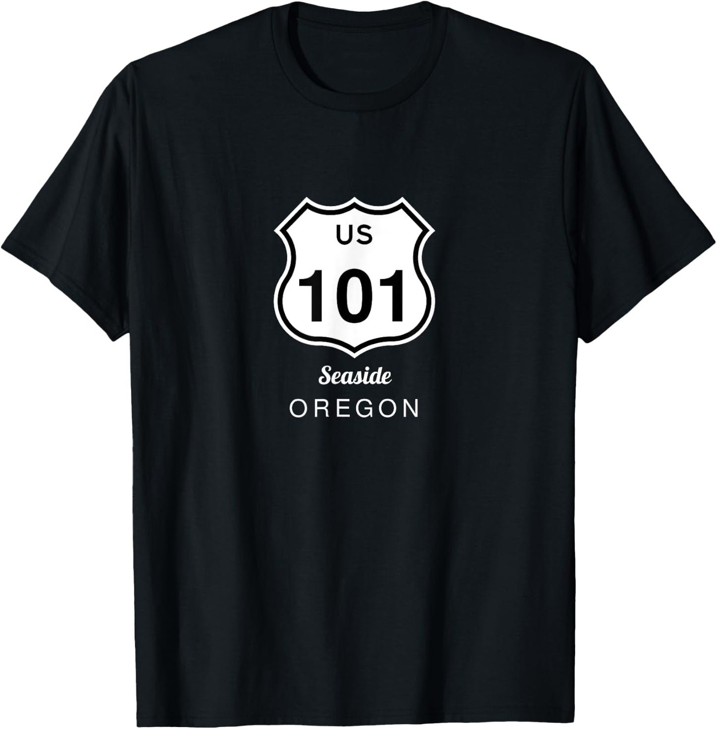 Seaside Oregon Historic US Route 101 US Highway 101 T-Shirt - T-Shirt | Black