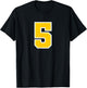 Number #5 Sports Team Yellow Number T-Shirt - T-Shirt | Black