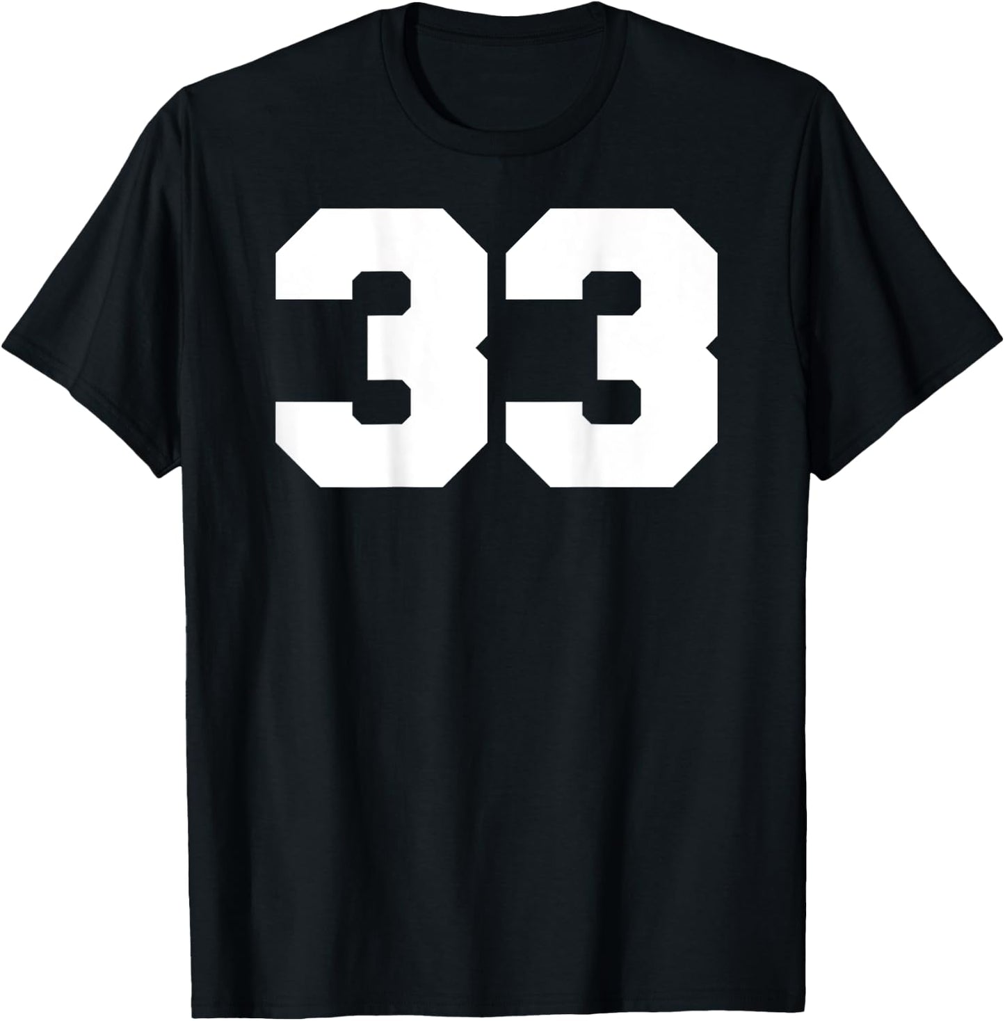 Number 33 Sports Jersey Player #33 Fan BACK PRINT Varsity T-Shirt - T-Shirt | Black