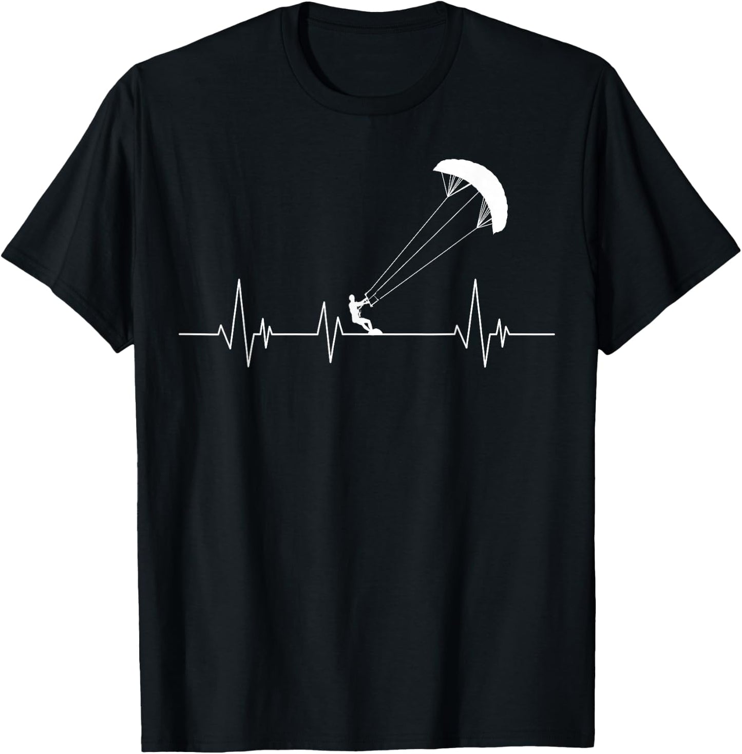 Kitesurfing Heartbeat Kiteboarding Surfboard T-Shirt - T-Shirt | Black