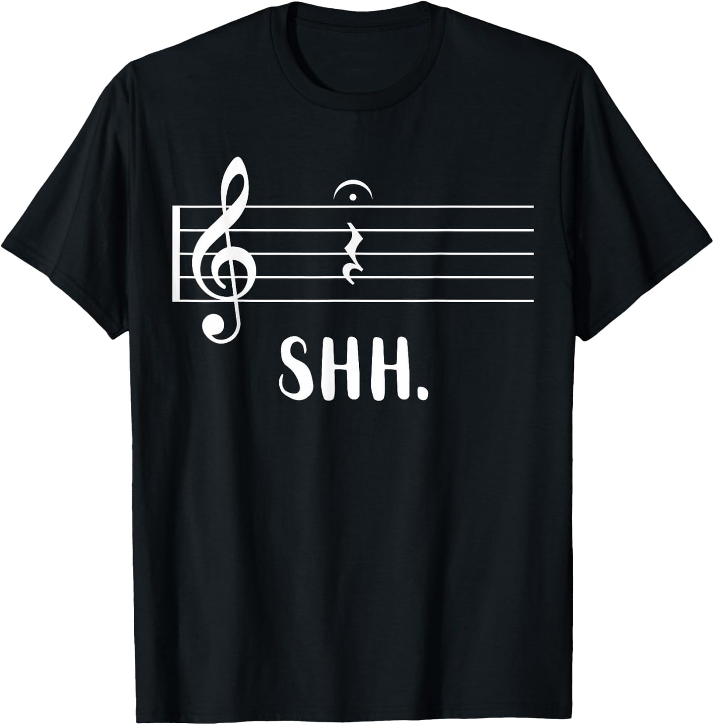 Funny Music Shirt Shh Quarter Rest and Fermata T-Shirt - T-Shirt | Black