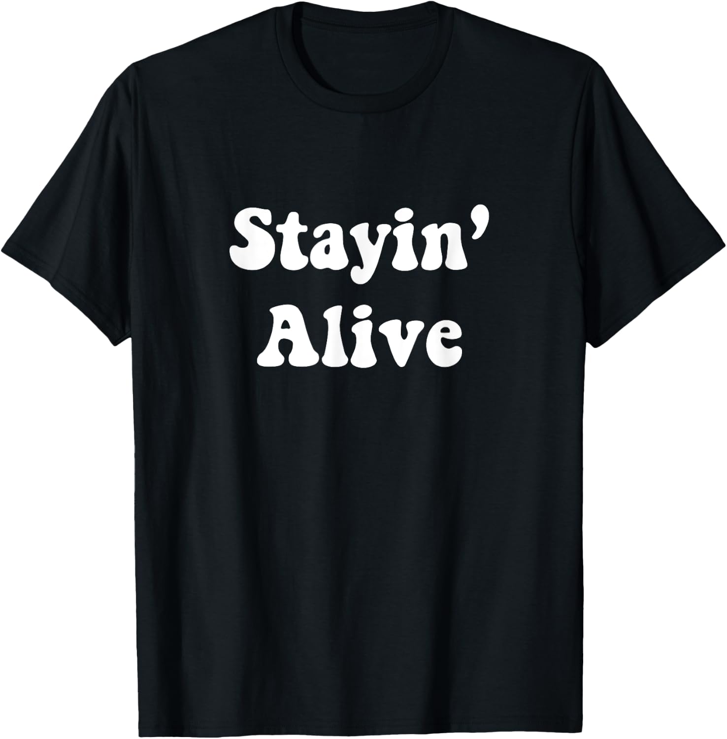 Vintage 70s Stayin/ Alive T-Shirt - T-Shirt | Black