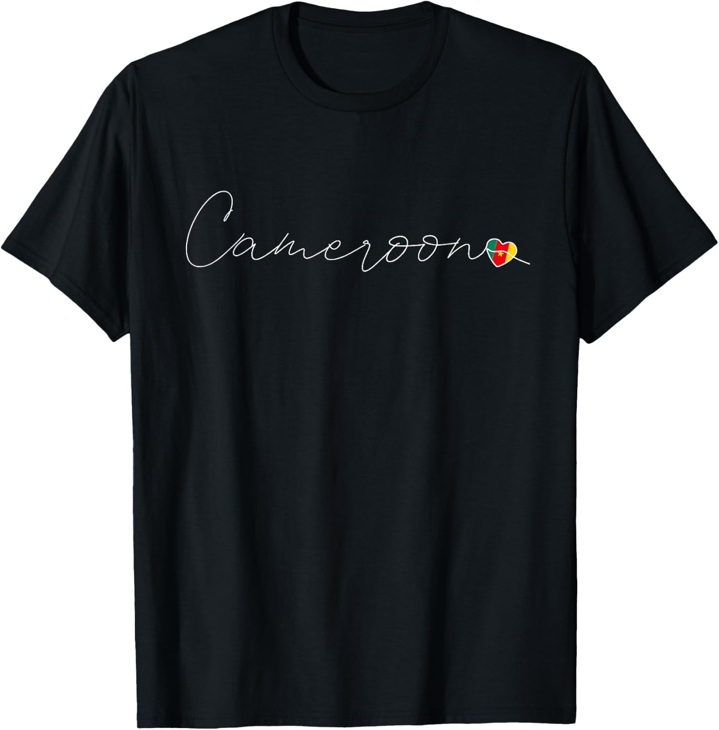 Cameroun Simple Love Cameroonian Flag Heart on Cameroon T-Shirt - T-Shirt | Black