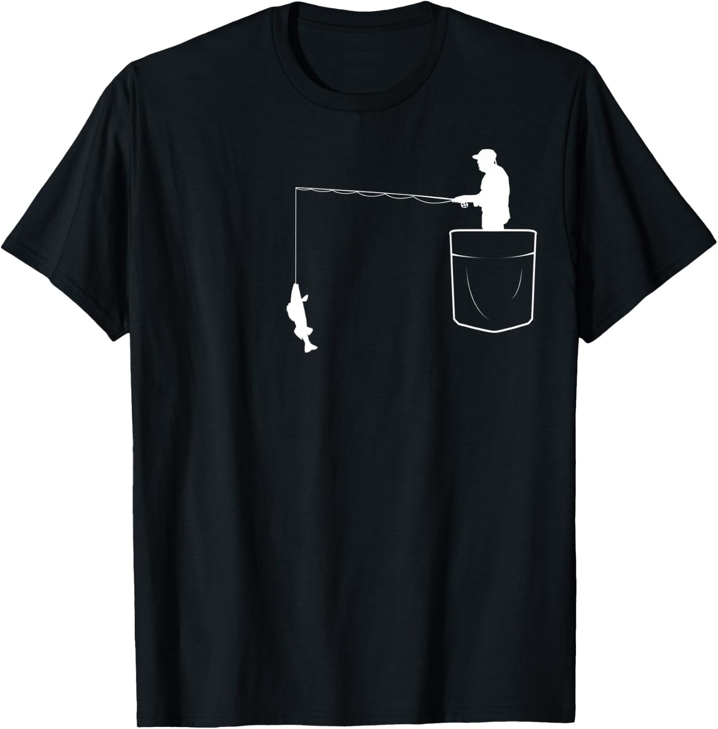 Walleye Fishing in pocket vintage art - Funny Fisherman T-Shirt - T-Shirt | Black