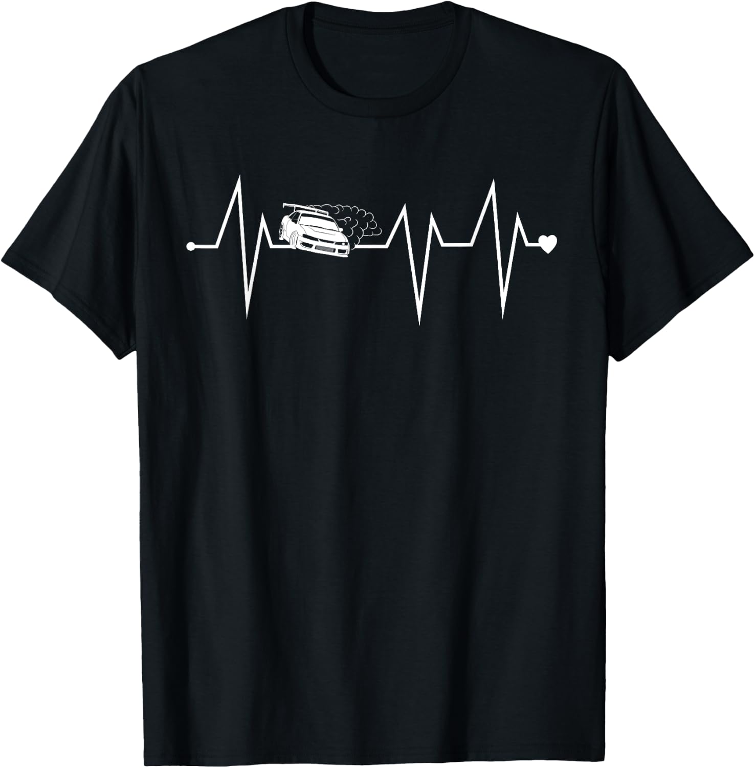 Funny Drifting JDM Drifter Heartbeat Heart Pulse Rate EKG T-Shirt - T-Shirt | Black