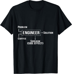 Engineer Coffee, Problem, Solution, Sarcasm Side Effect T-Shirt - T-Shirt | Black