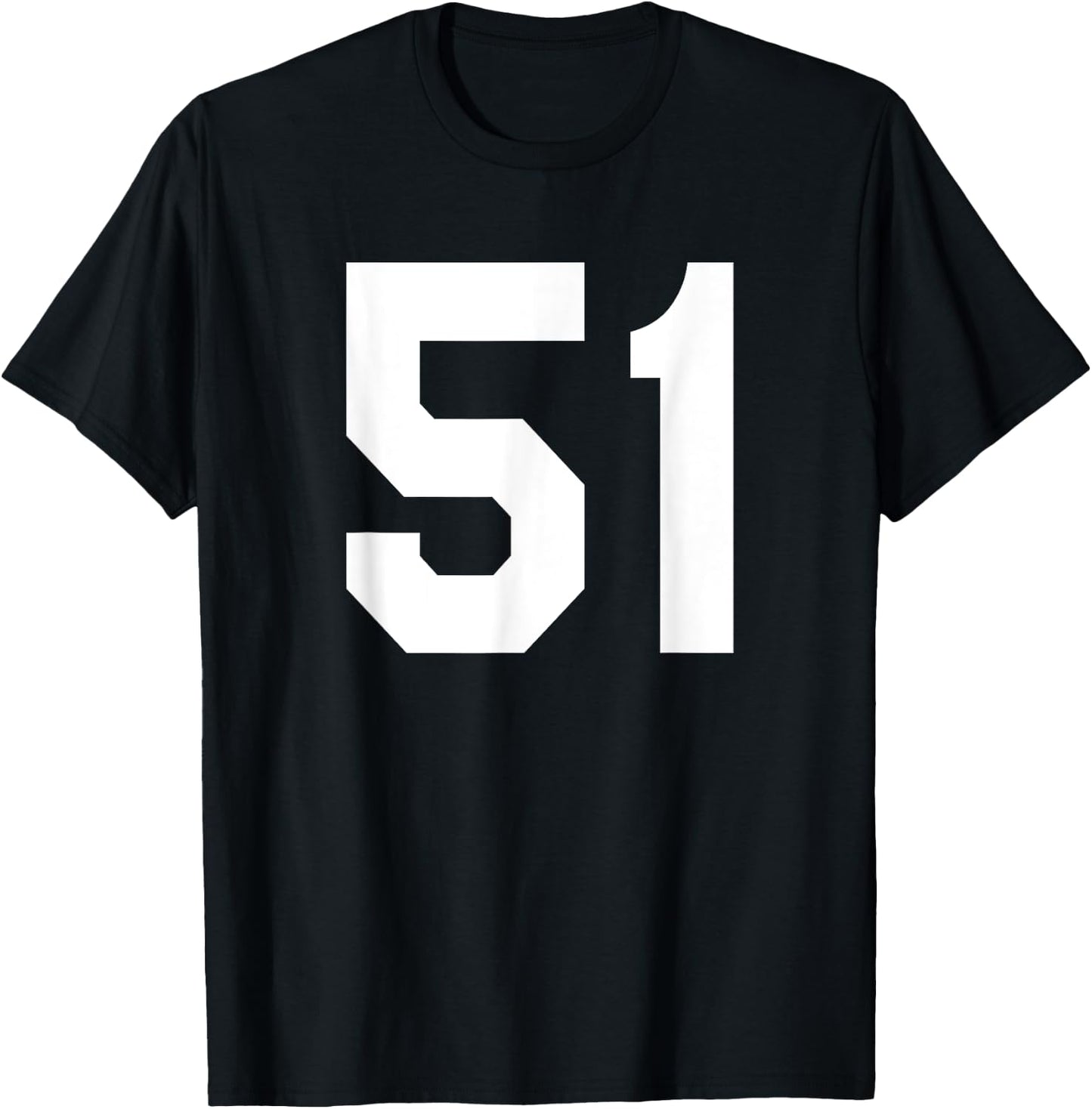 Number 51 Sports Jersey Front and Back Team Player T-Shirt - T-Shirt | Black