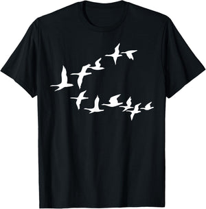 Birds In Flight, V Pattern Flock Of Geese T-Shirt - T-Shirt | Black