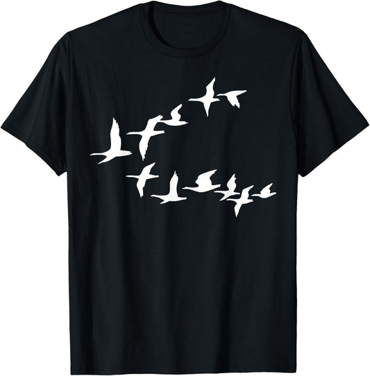 Birds In Flight, V Pattern Flock Of Geese T-Shirt - T-Shirt | Black