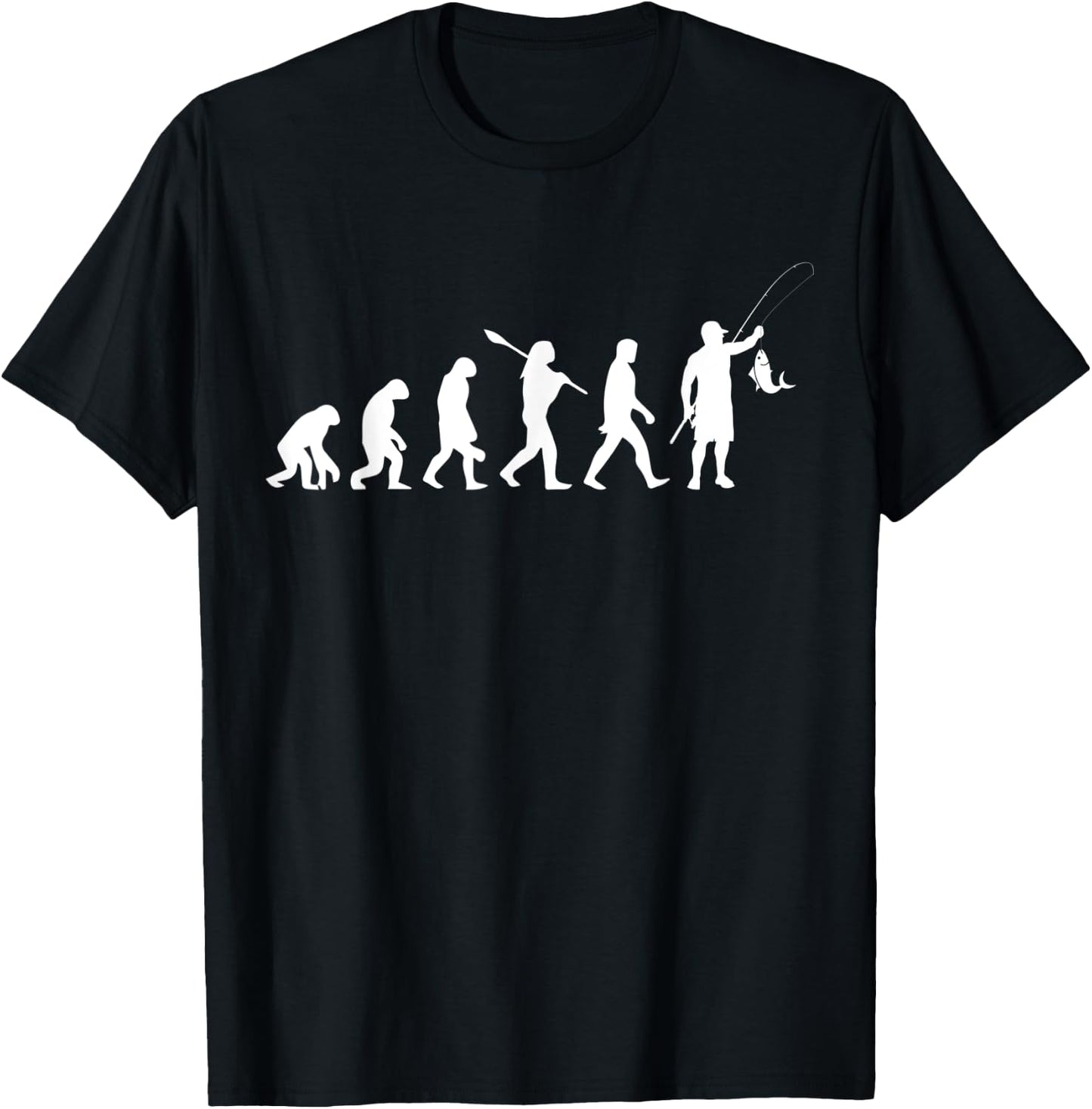 Funny Fishing Shirt. From Monkey to Caveman to Fisherman. T-Shirt - T-Shirt | Black