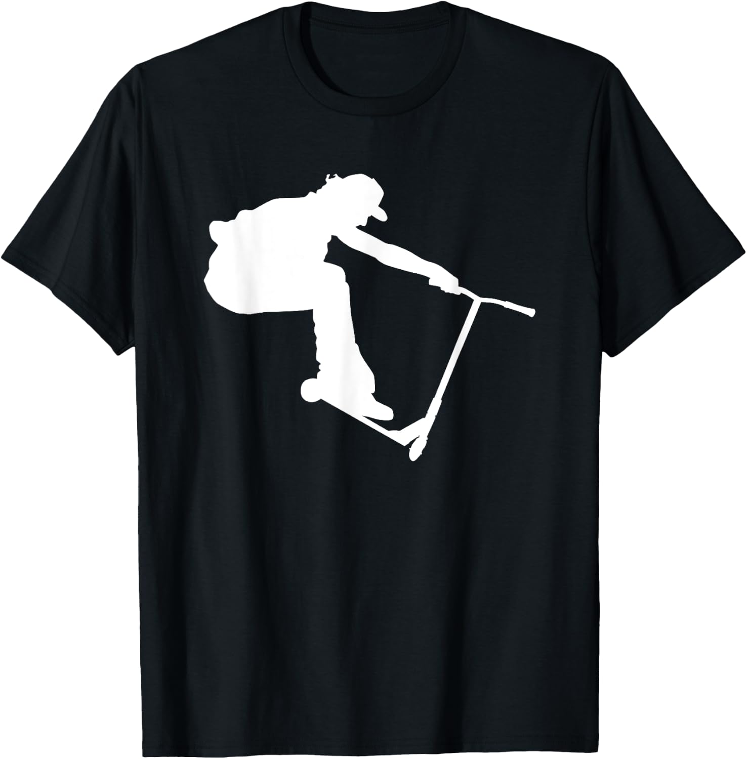 Silhouette Scootering Stunt Scooter Rider Racing Trick Racer T-Shirt - T-Shirt | Black