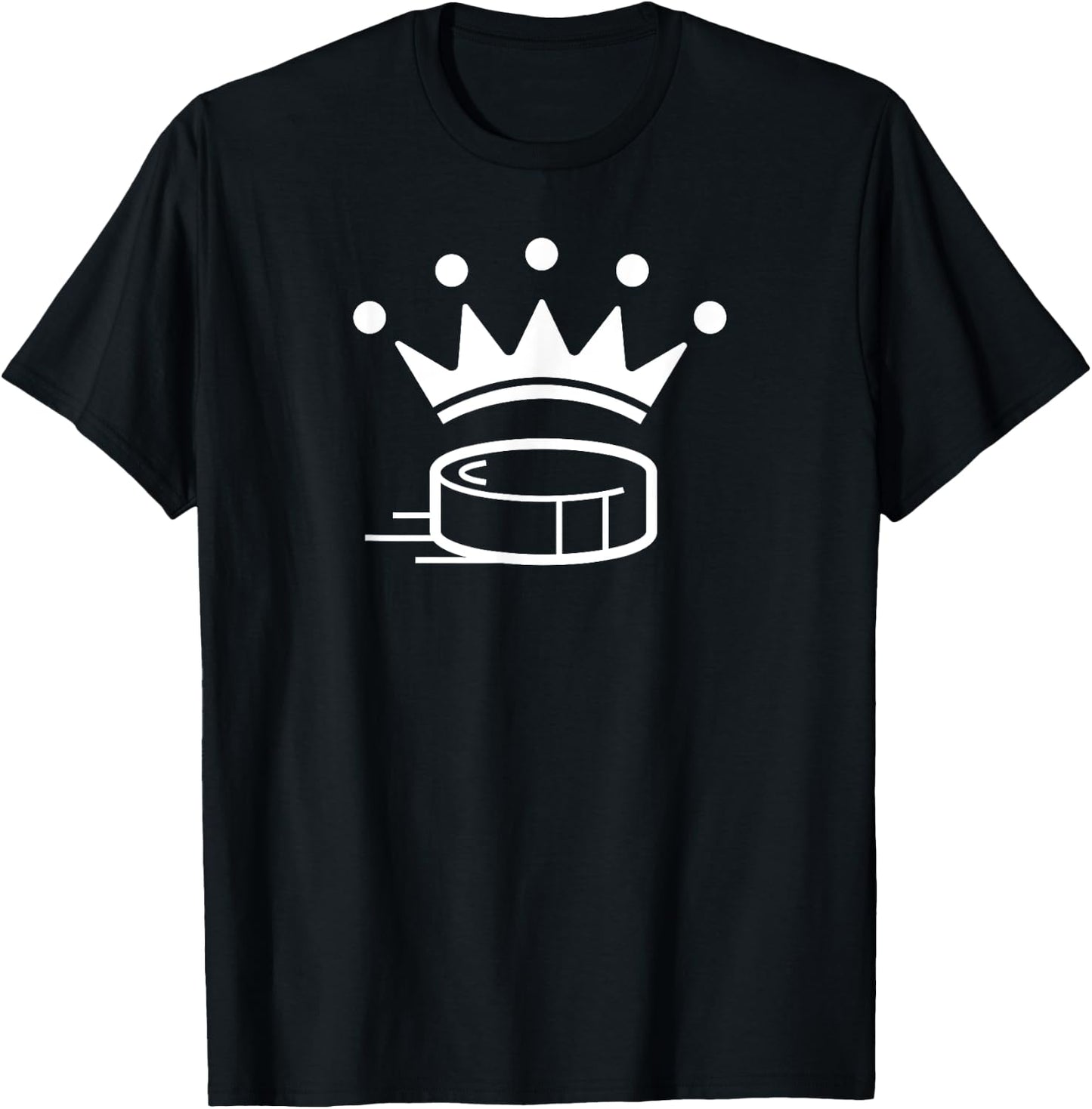 King Crown Hockey Puck Funny For Player Coach Fan T-Shirt - T-Shirt | Black