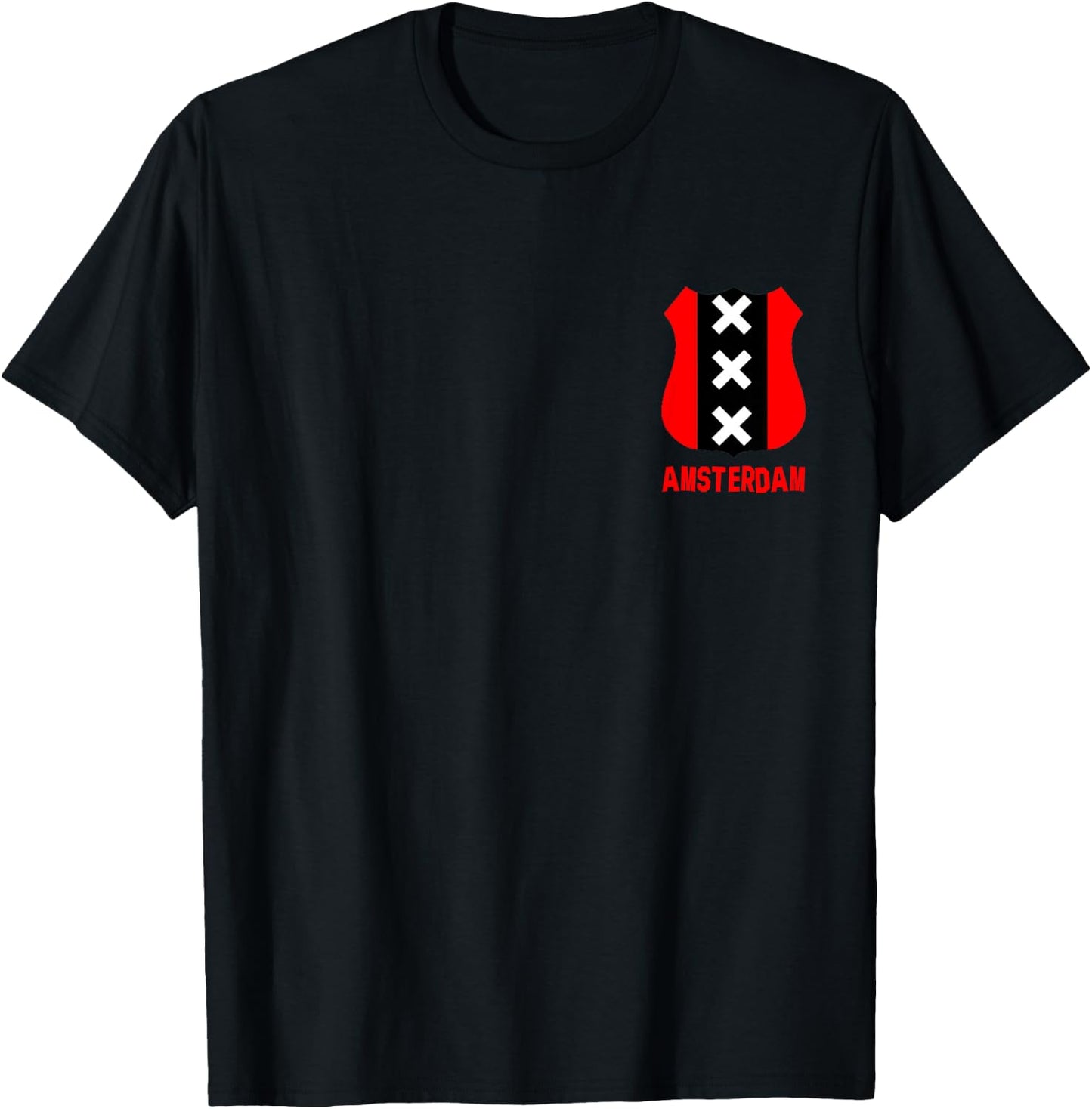 Amsterdam Coat of Arms Symbol 3X Shield Crest Flag T-Shirt - T-Shirt | Black