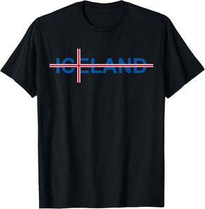 Iceland Flag Travel Vacation Scandinavia Pride Reykjavik T-Shirt - T-Shirt | Black