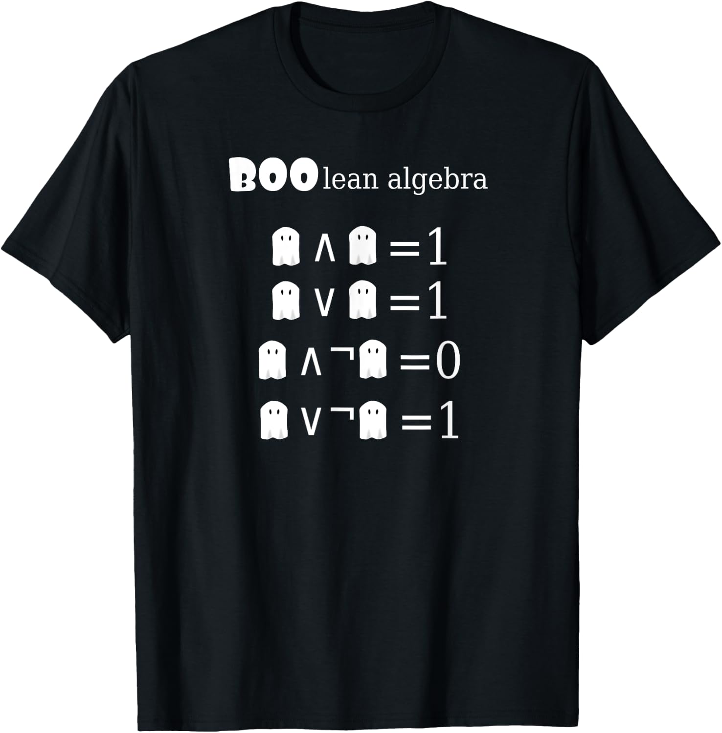 Boo-lean Algebra Halloween Math T-Shirt - T-Shirt | Black