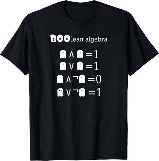 Boo-lean Algebra Halloween Math T-Shirt - T-Shirt | Black