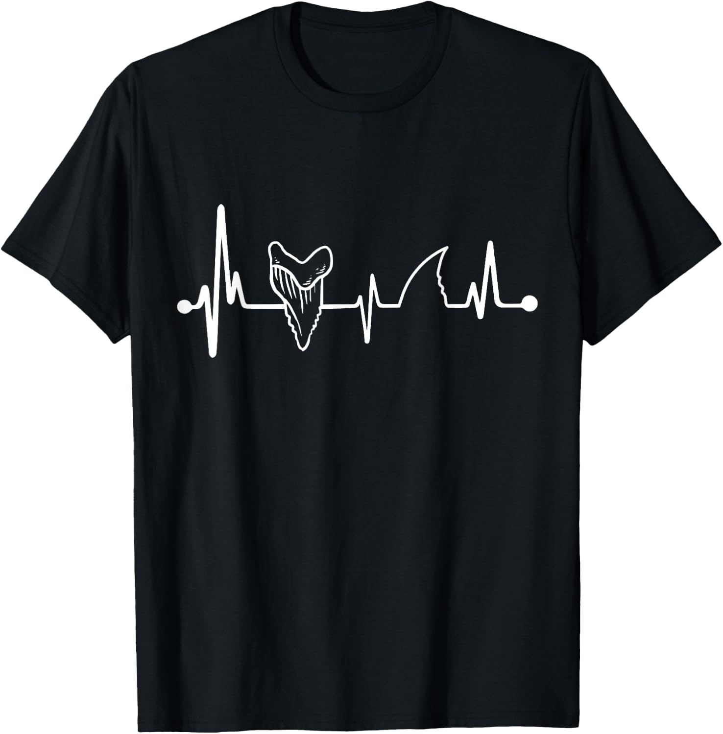 Teeth Heartbeat Shark Fossil Hunter Shark Tooth Hunter T-Shirt - T-Shirt | Black