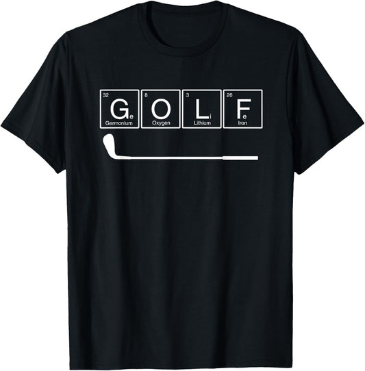 Funny Golf Chemical Elements Periodic Table Golf Lover Gift T-Shirt - T-Shirt | Black