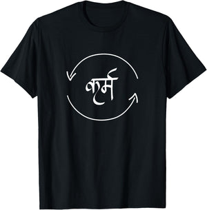 Karma in Hindi Cycle of Life Spirituality Hindu Dharma T-Shirt - T-Shirt | Black
