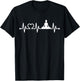 EKG Heartbeat Yoga with Heart Lotus Seat Padmasana Pulse T-Shirt - T-Shirt | Black