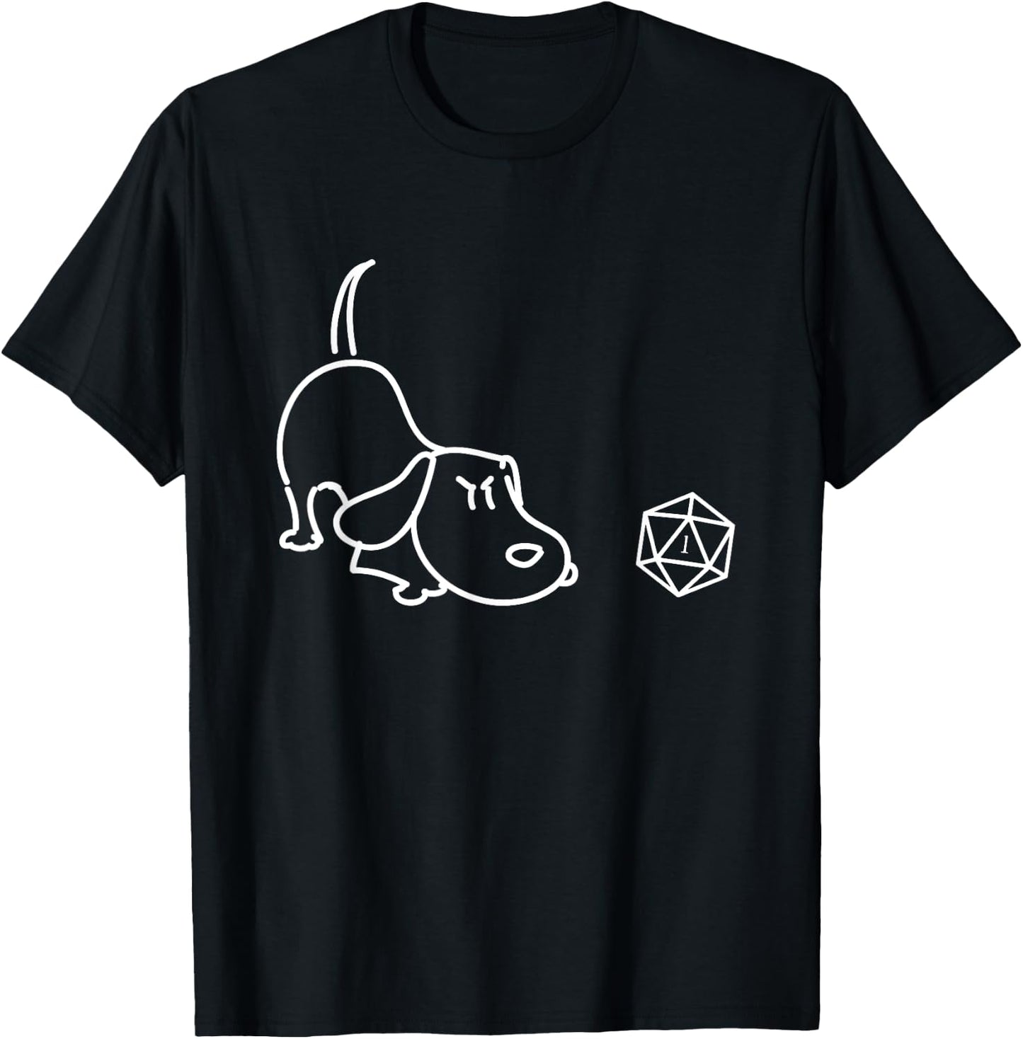 Nerdy Polyhedral D20 Dice Set for Dog Lovers Geeky T-Shirt - T-Shirt | Black