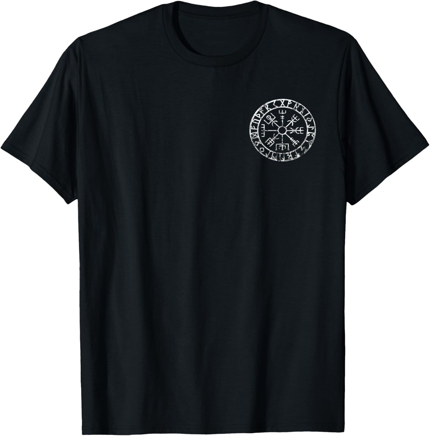 Nordic Valhalla Viking Compass Vegvisir Symbol Odin Pagan T-Shirt - T-Shirt | Black