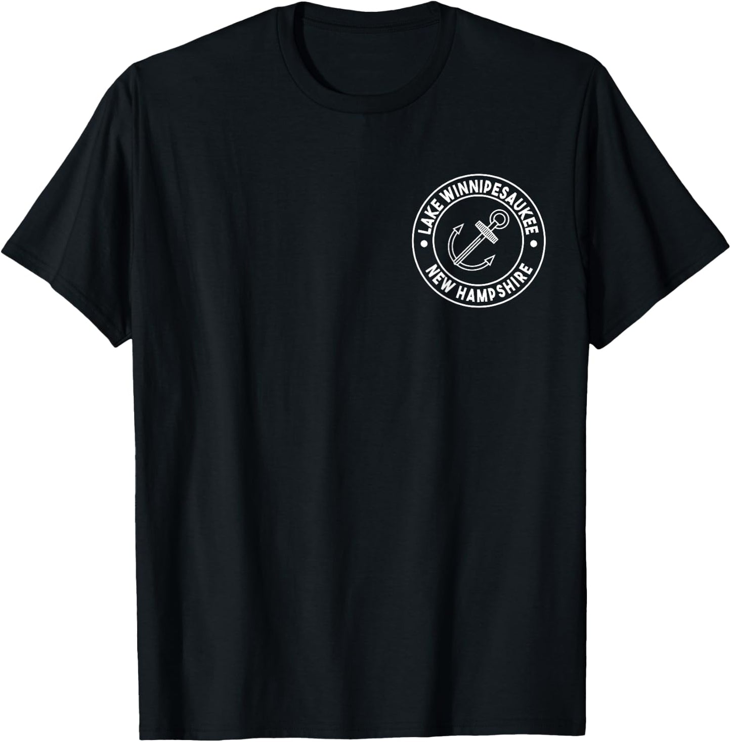 Graphic Lake Winnipesaukee New Hampshire Pocket Logo T-Shirt - T-Shirt | Black