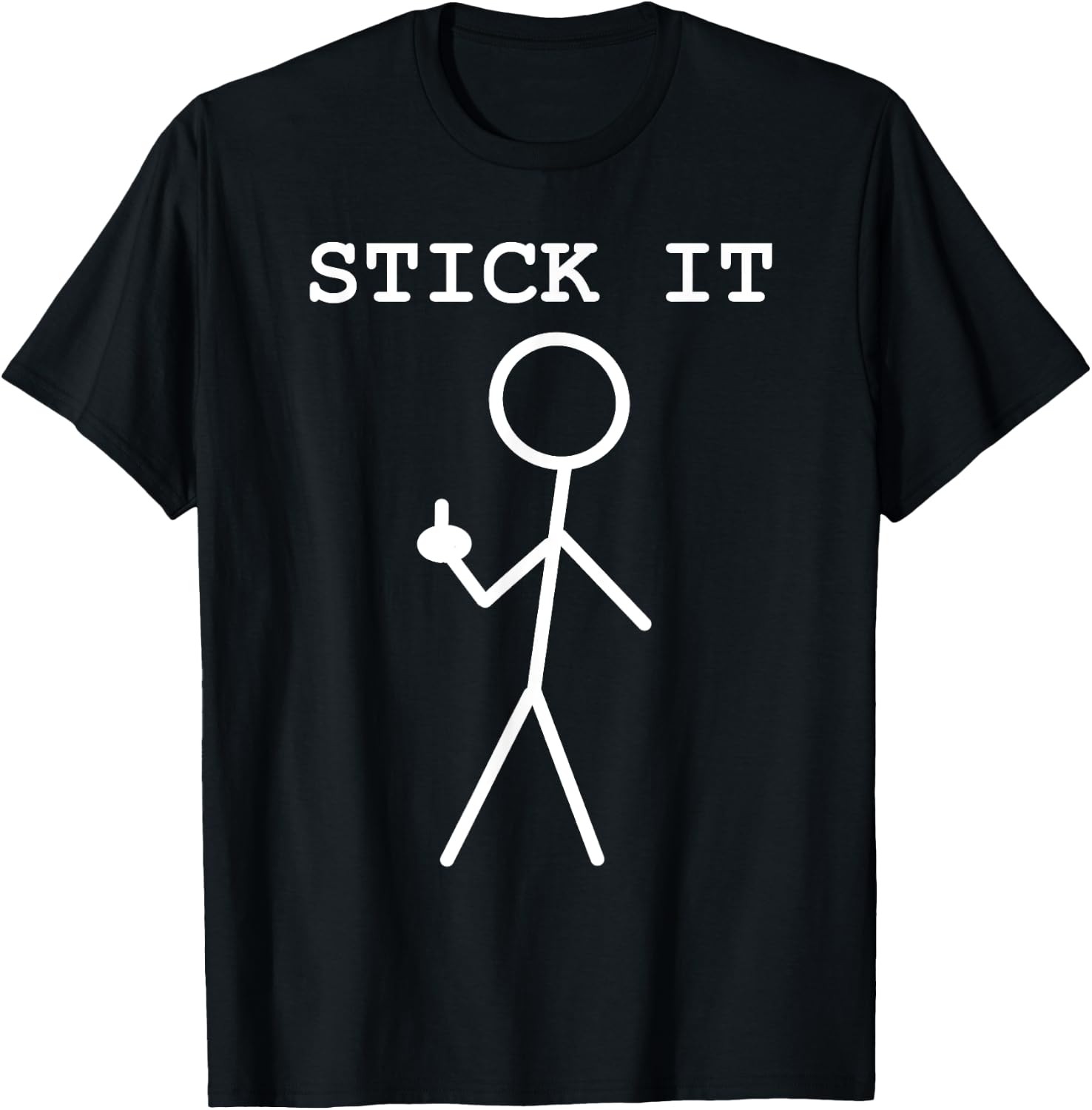 Middle Finger Giving The Bird Stick It Adult Pun Rude Stuff T-Shirt - T-Shirt | Black