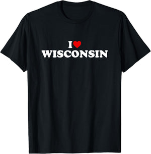 I Love Wisconsin Heart T-Shirt - T-Shirt | Black