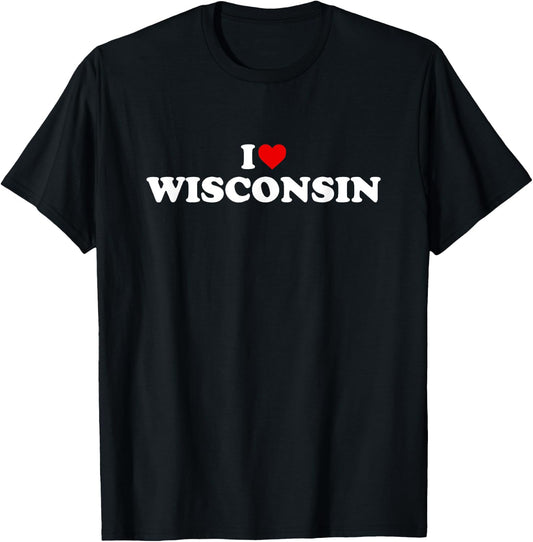 I Love Wisconsin Heart T-Shirt - T-Shirt | Black