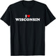 I Love Wisconsin Heart T-Shirt - T-Shirt | Black