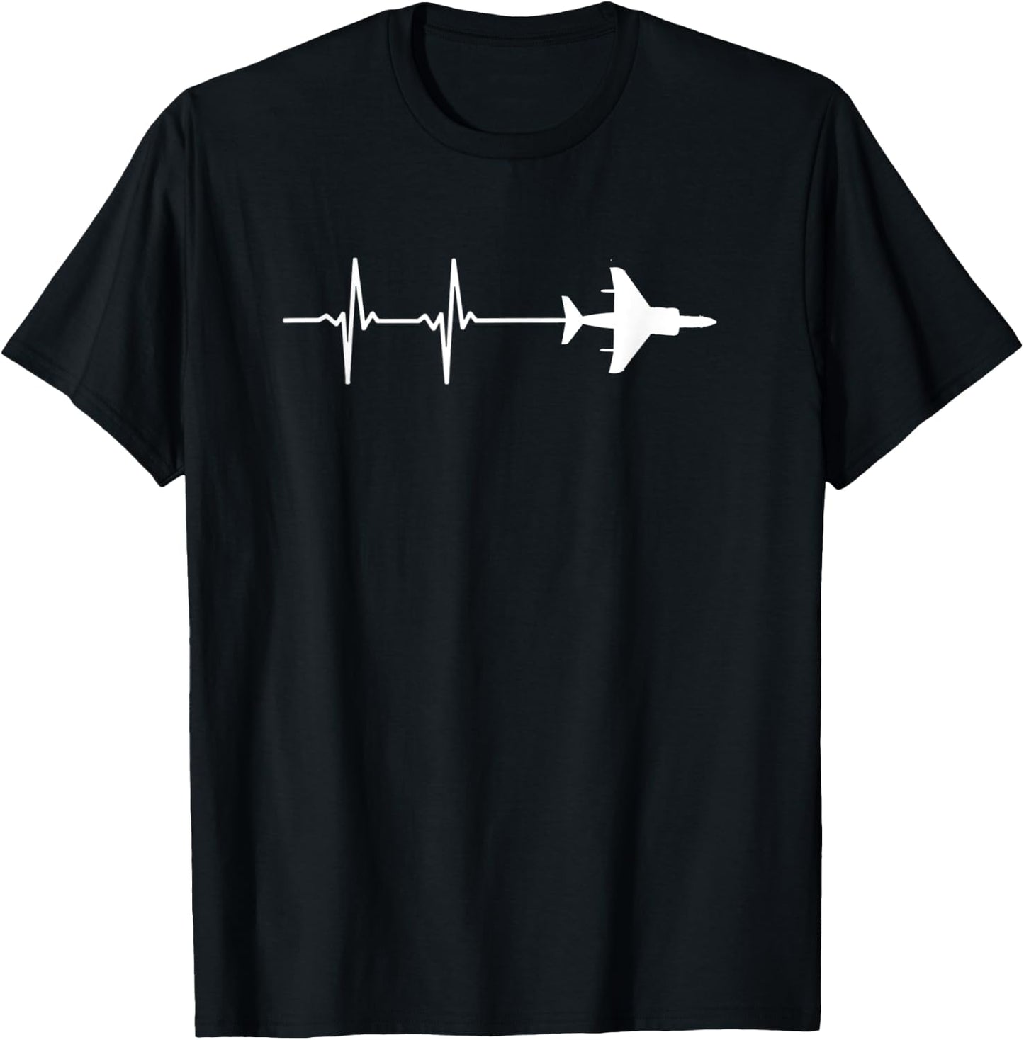 EKG Heartbeat AV-8B Harrier Military Airplane T-Shirt - T-Shirt | Black
